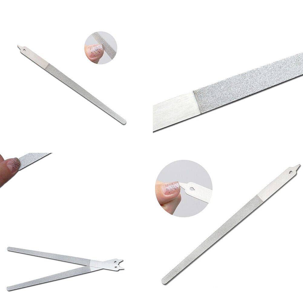 US 2-4Pc Diamond Dust Nail File - Stainless Steel Nail Dresser - 9 Inch