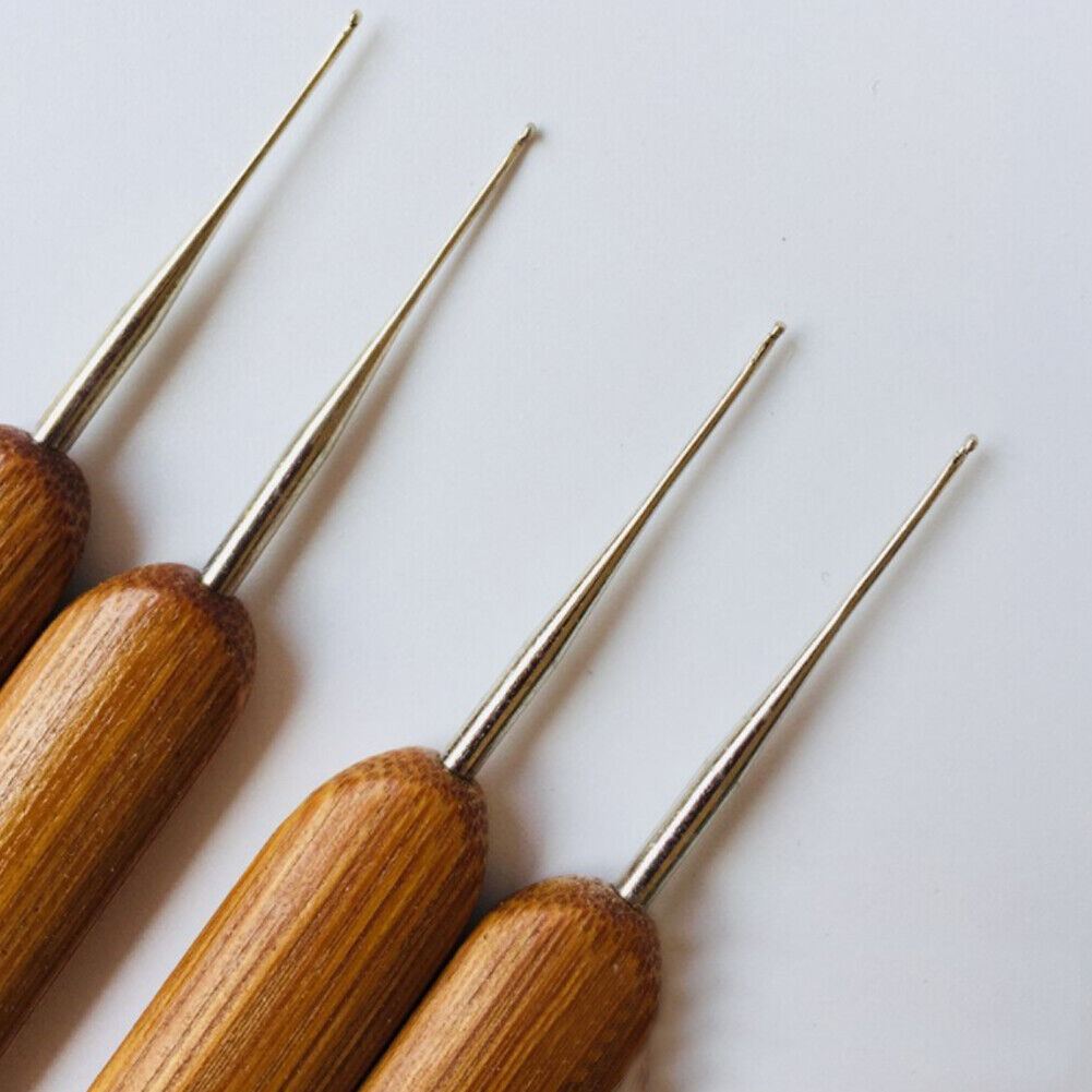 US 5-10Pcs Set Dreadlock Crochet Hook Bamboo Handle Tool Braid Hair Needle Weave