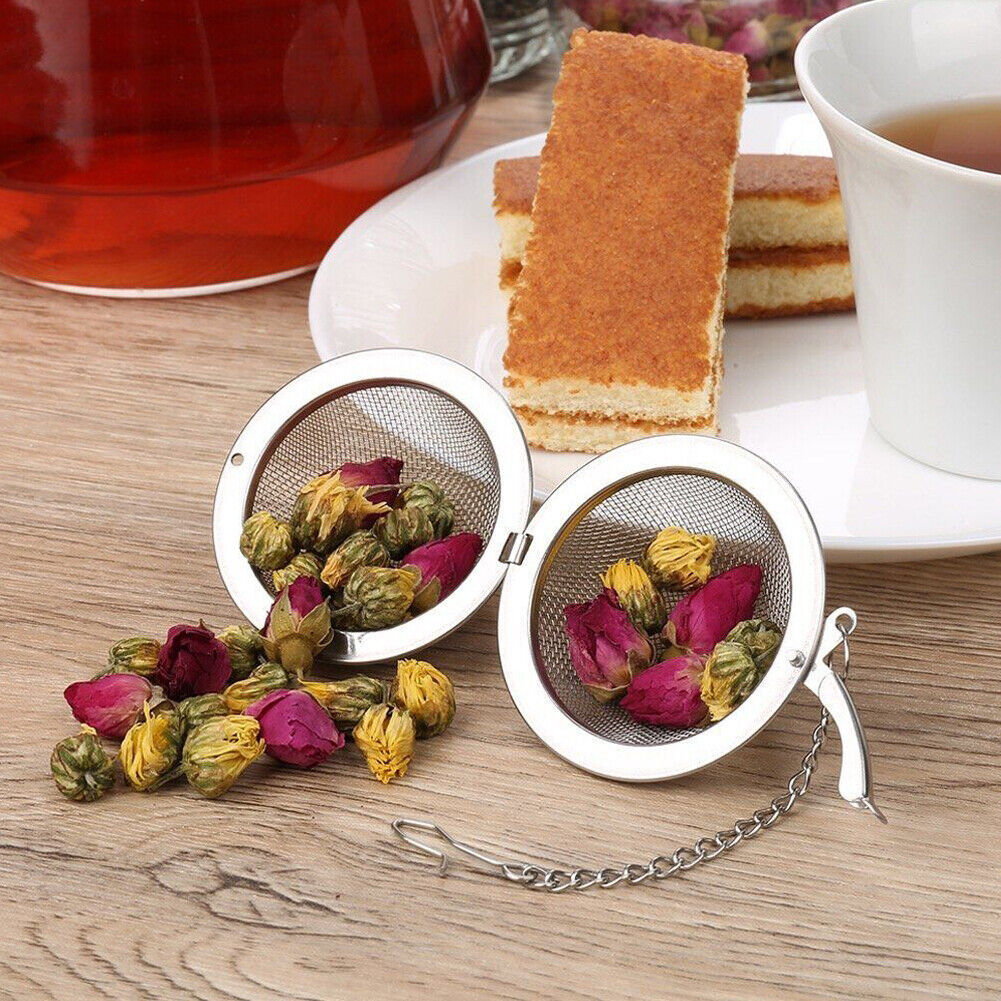 US 1-2 Pc Stainless Steel Mesh Tea Ball Strainer Diffuser Steeper Lock Filtering