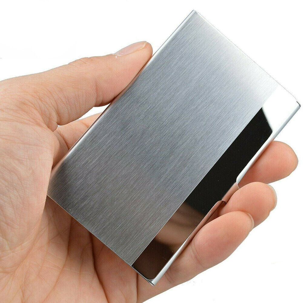 US 2-4 Pcs Stainless Steel Pocket Business Card Holder Case ID Credit Wallet Box