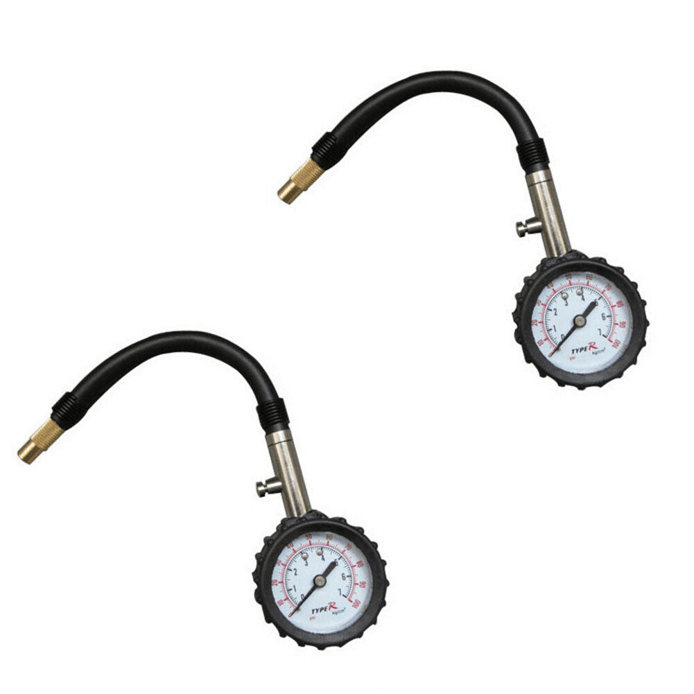 US Premium Flexible Hose Truck Car Tire Pressure Gauge 0-100 PSI Air Meter Teste