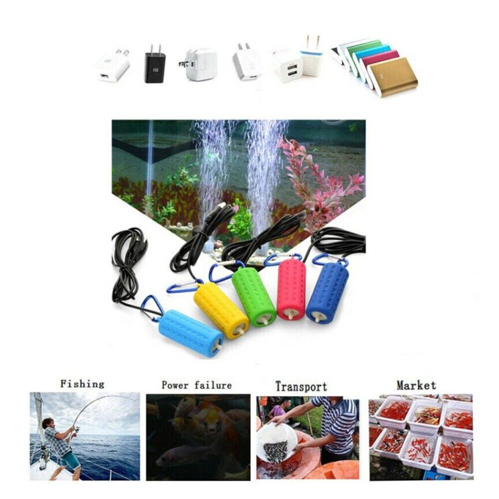 US 2-4 Pack Portable Mini USB Aquarium Tank Oxygen Air Pump Mute Energy Saving