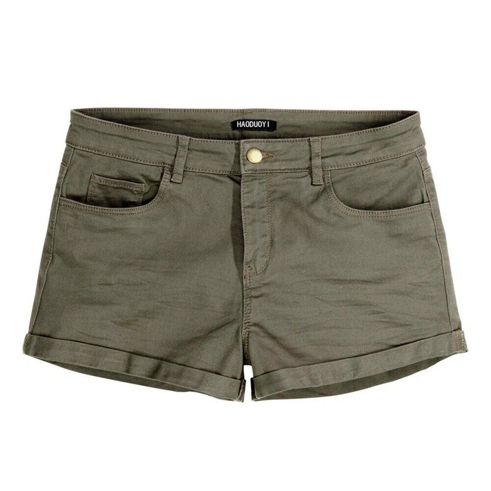 HaoDuoYi Womens Solid Color Fitted Low Waist Casual Hot Shorts