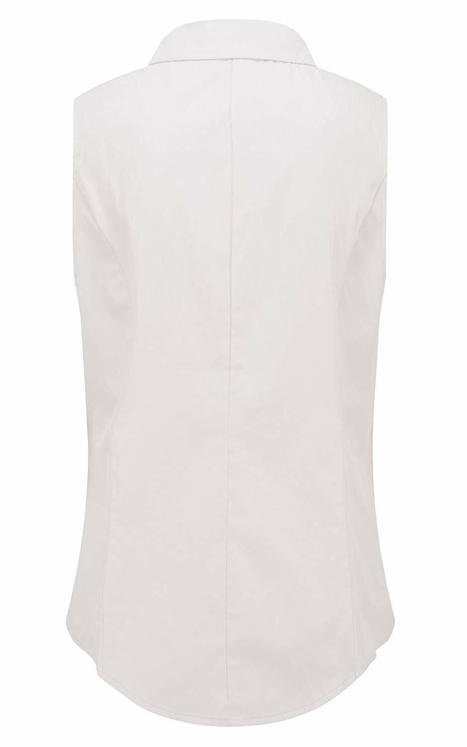 Women's Cotton Sleeveless Button Down Shirt Collared Pleated Blouse