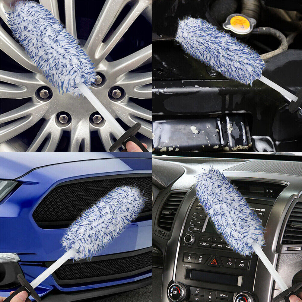 US 1-2 Pcs Microfiber Car Alloy Wheel Cleaning Brush Tire Soft Bristle Cleaner