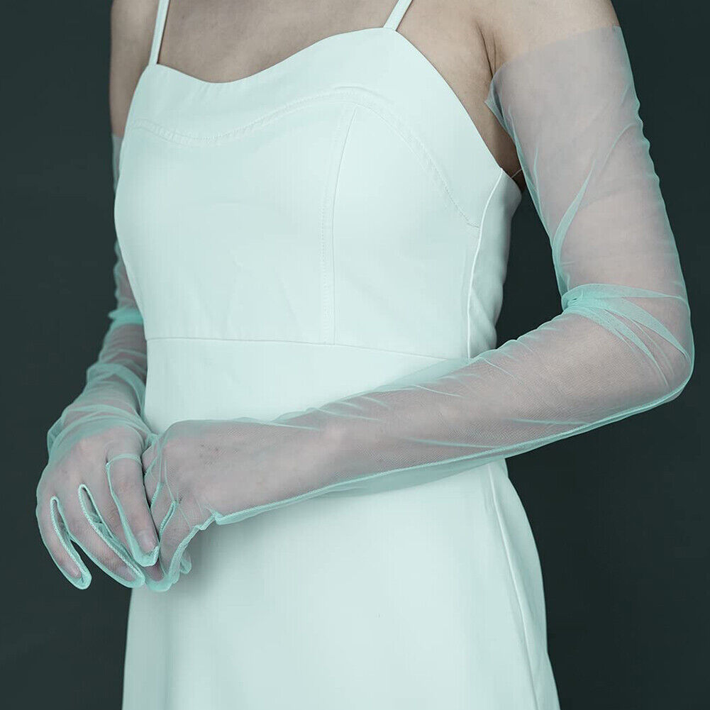 US 1~2 Paris 27'' Wedding Bridal Prom Sheer Tulle Long Elbow Gloves Party Opera