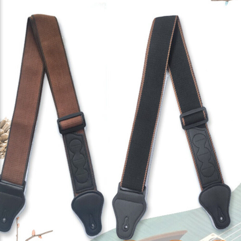 US 2-4 Pcs Adjustable Soft Guitar Strap Nylon Pick Electric Guitar Bass Holder