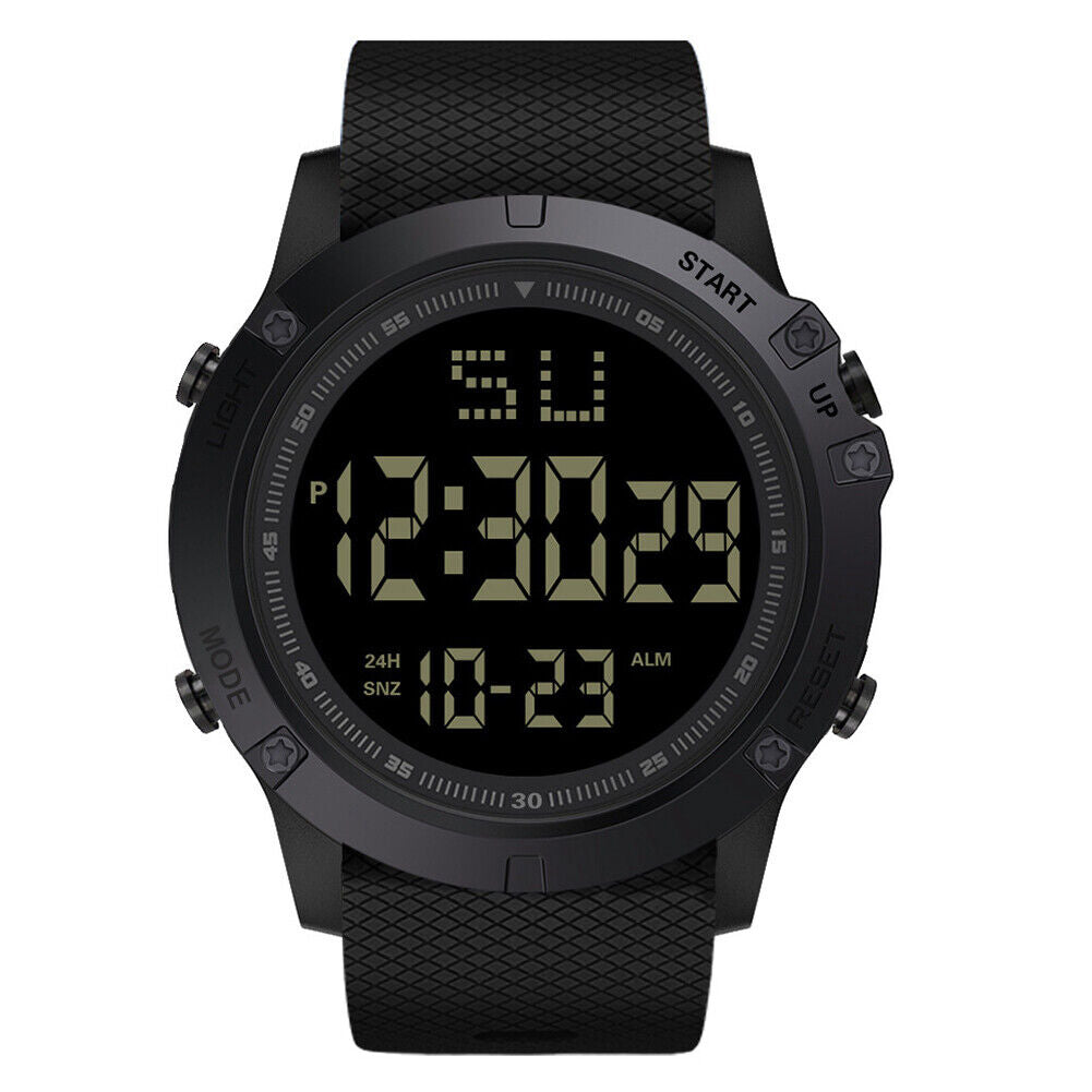 US 1-2 Pc Large Dial Stopwatch Sport Mens Watches LED Light Digital Wristwatches