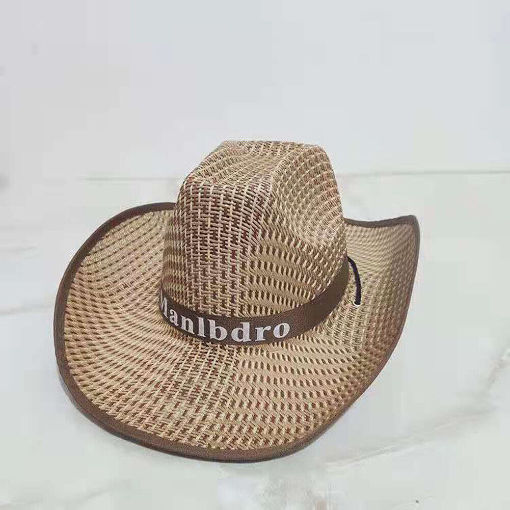 US 1-2 Pack Men Women Straw Cowboy Hat Summer Beach Panama Fedora Sun Wide Brim