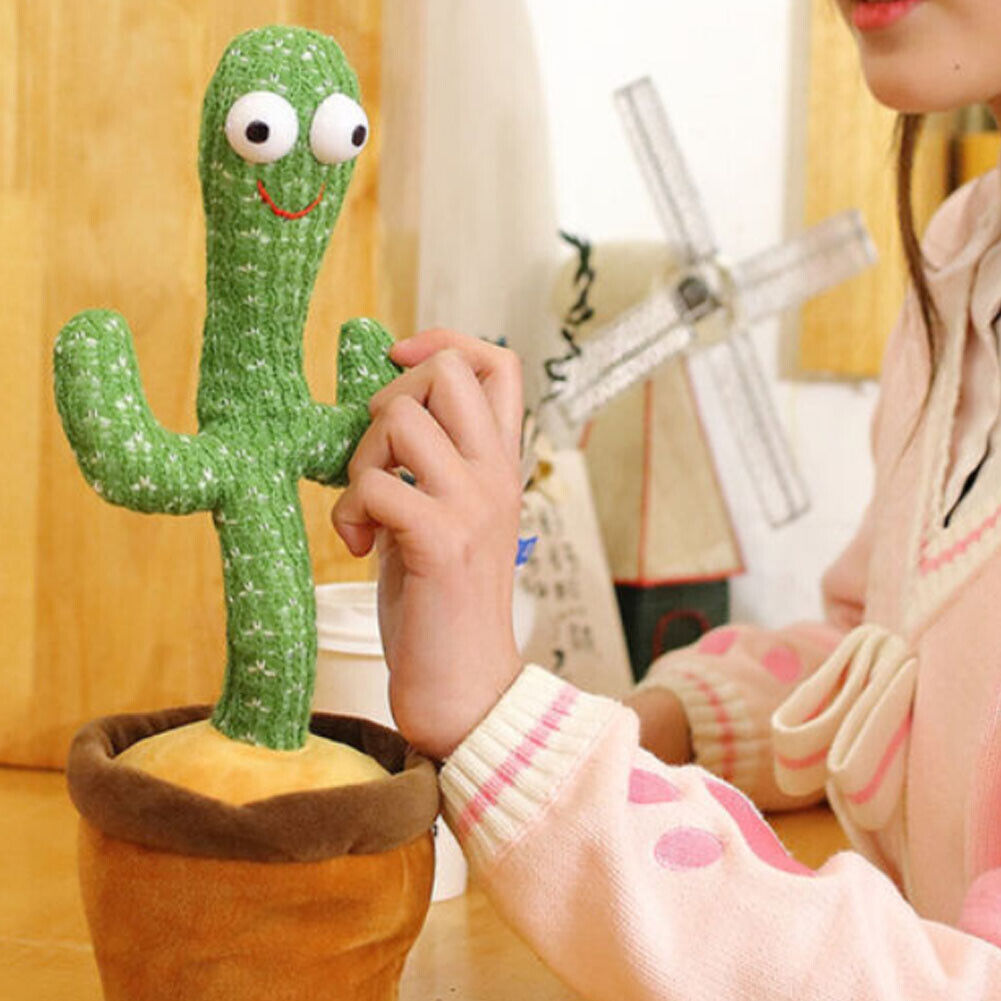 US 1-2 Pcs Tiktok Dancing Cactus Repeat Talking Plush Toy Singing Education Deco