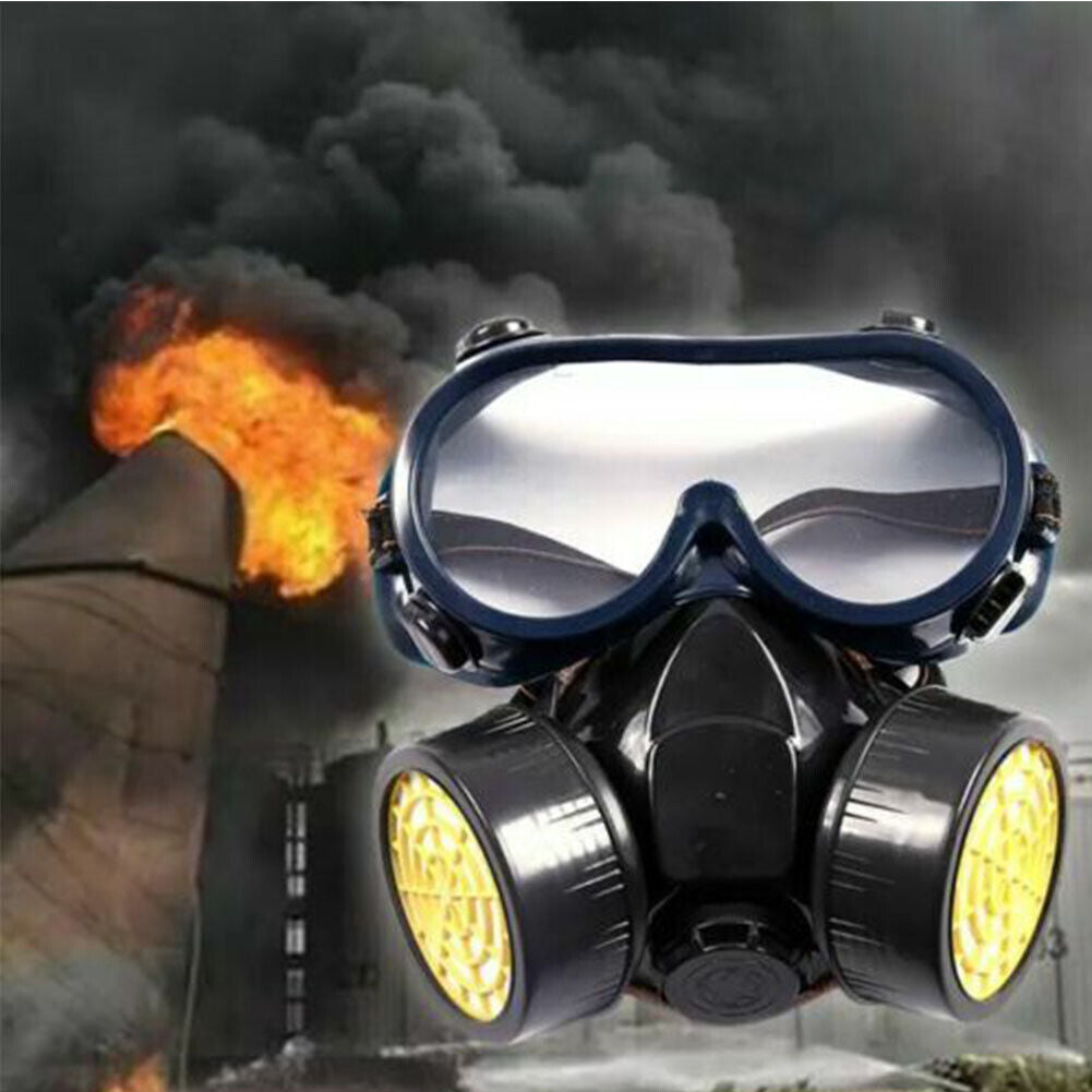 US 1-2Pc Emergency Survival Safety Respiratory GasMask Goggles Protection Filter