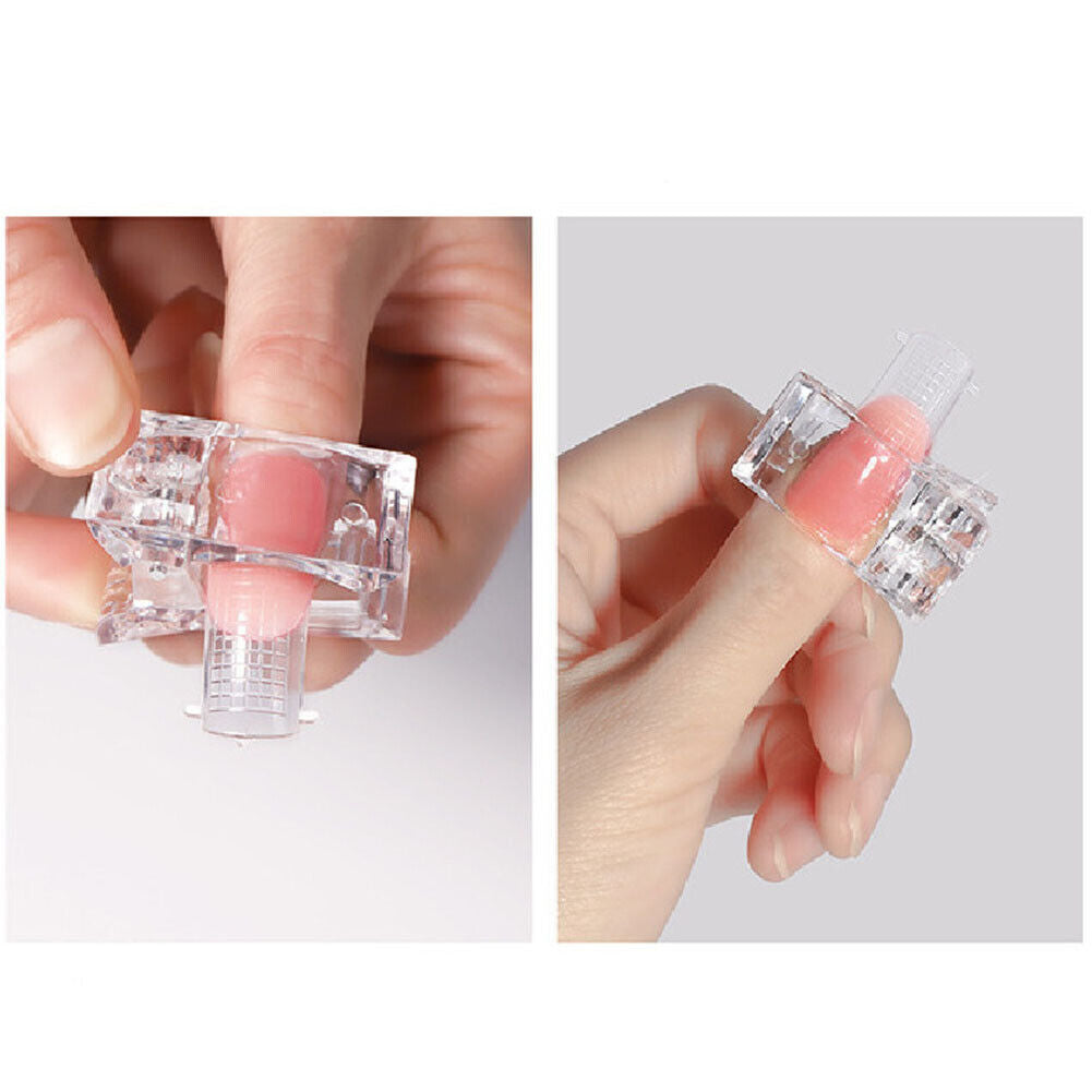US 20-40 Pc Clear Poly Nail Gel Tips Clip for Quick Building Extension DIY Clamp