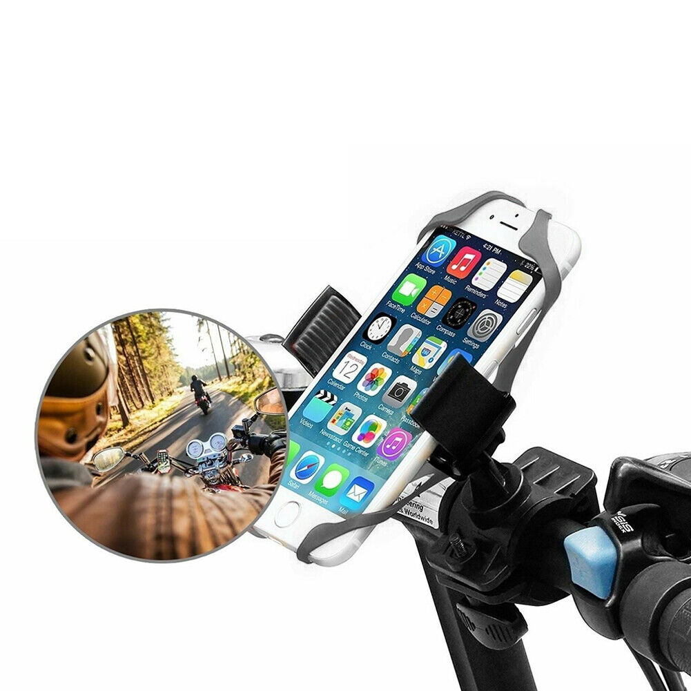 US 2-4 Pc Cell Phone Silicone Mount Holder GPS Motorcycle MTB Bike Bicycle 360