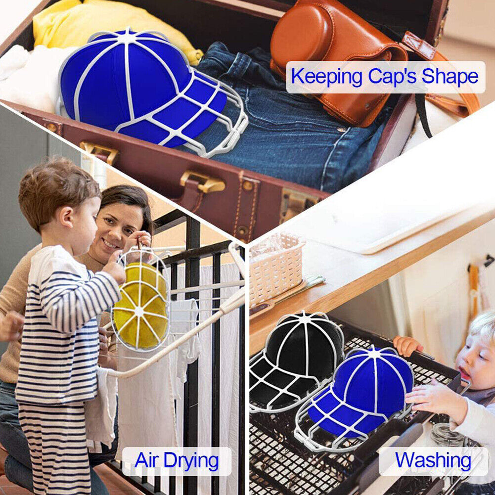 US 4-8 Pc Sturdy Plastic Frame Cage Baseball Cap Washer Cleaner Protector Holder