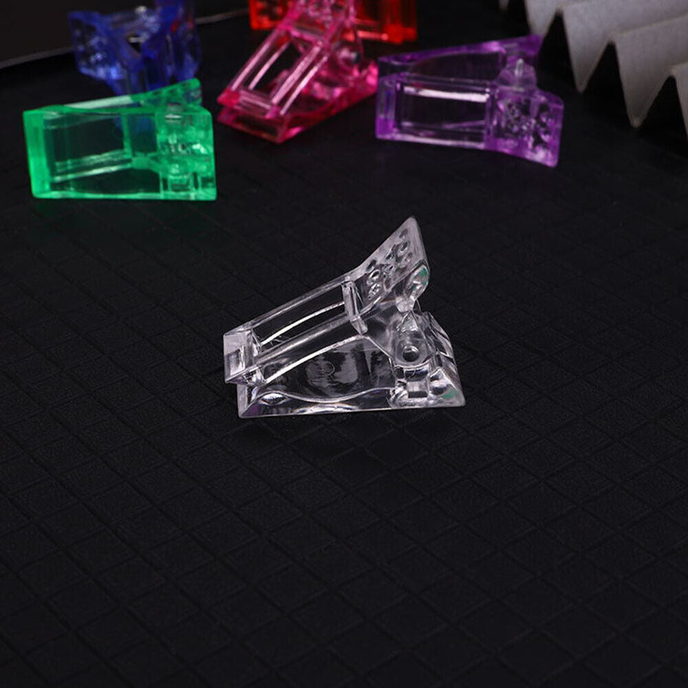 US 20-40 Pc Clear Poly Nail Gel Tips Clip for Quick Building Extension DIY Clamp