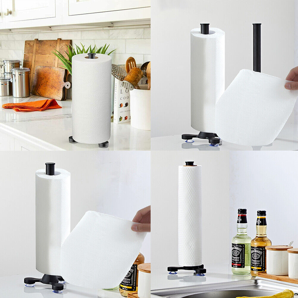 US 1-2 Pc Paper Towel Holder Free Standing Towel Roll Dispenser Kitchen Bathroom