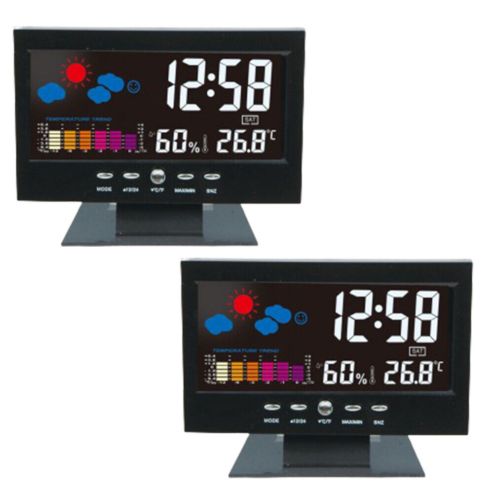 US 1-2 Pack Projection Alarm Clock Bedrooms Weather Temperature Humidity Station