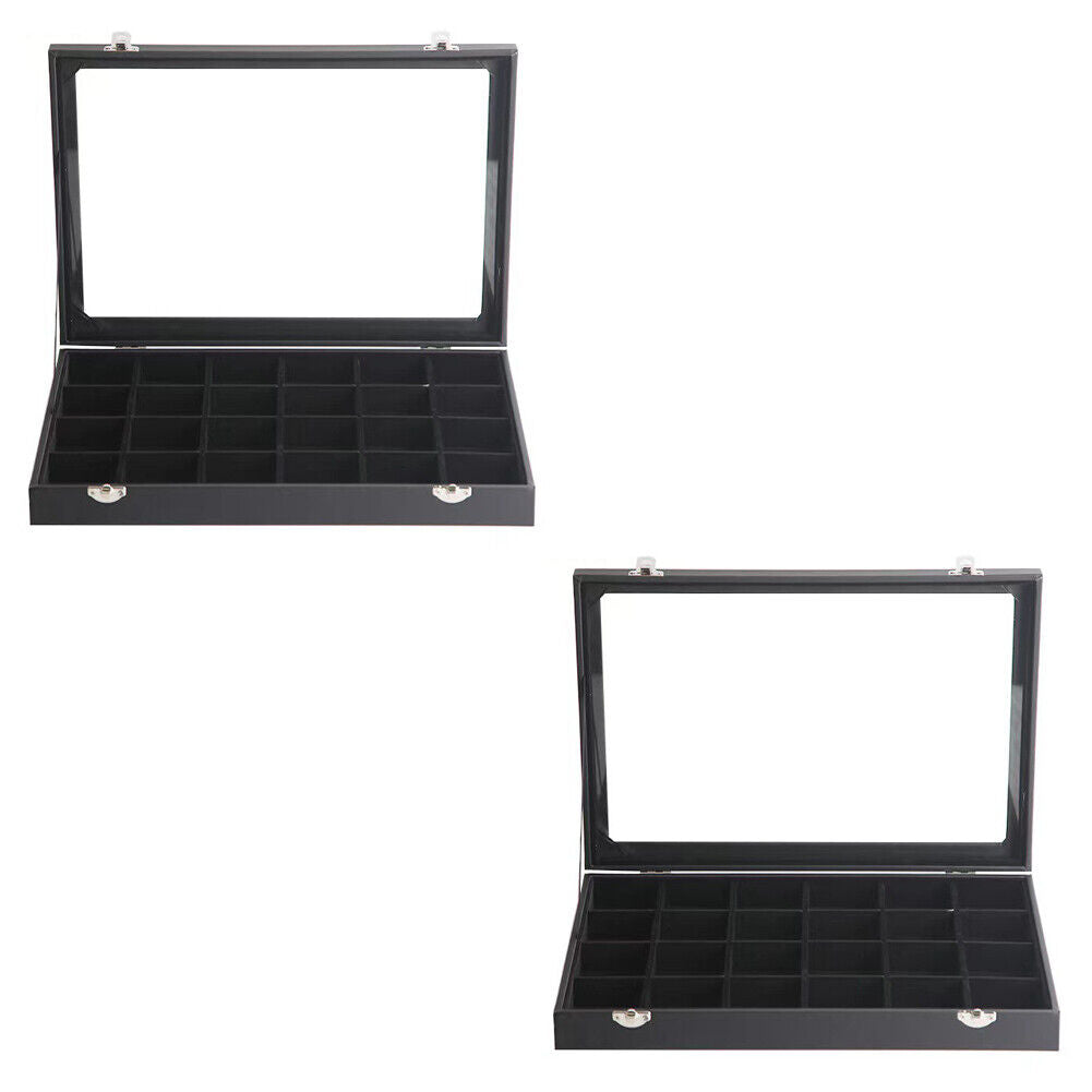 US 1-2 Pc 24-Grid Jewelry Display Tray with Velvet Lining Show Case High Quality