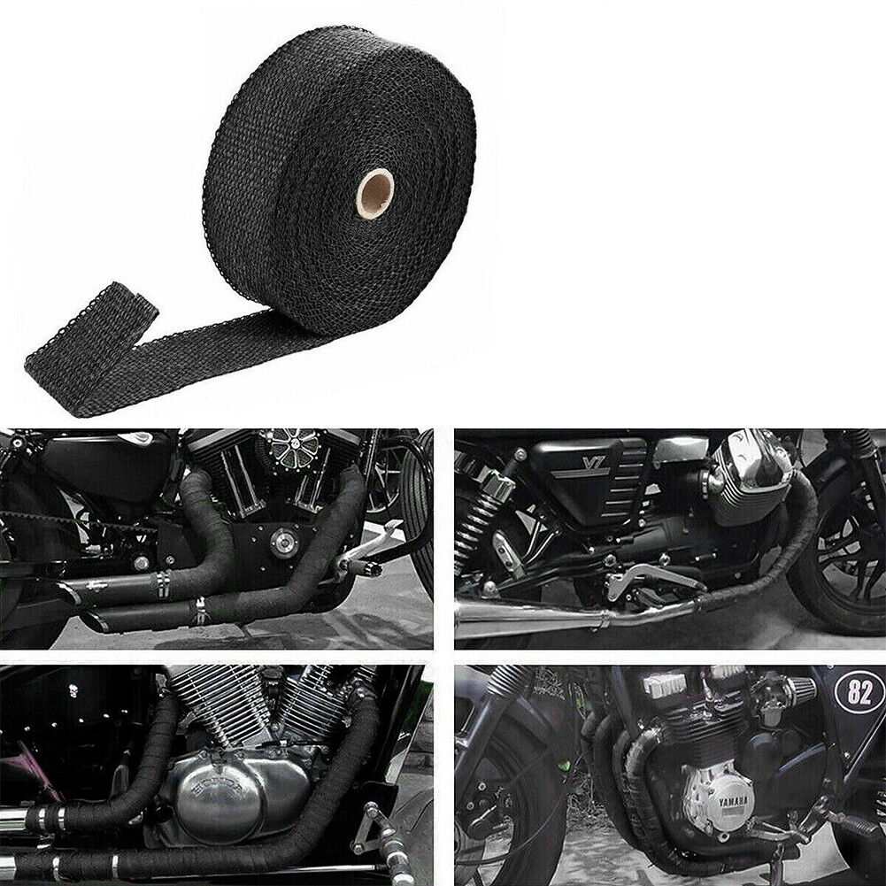 US 1-2Pc 32ft Titanium Header Turbo Pipe Manifold Exhaust Heat Wrap Tape 4 Ties