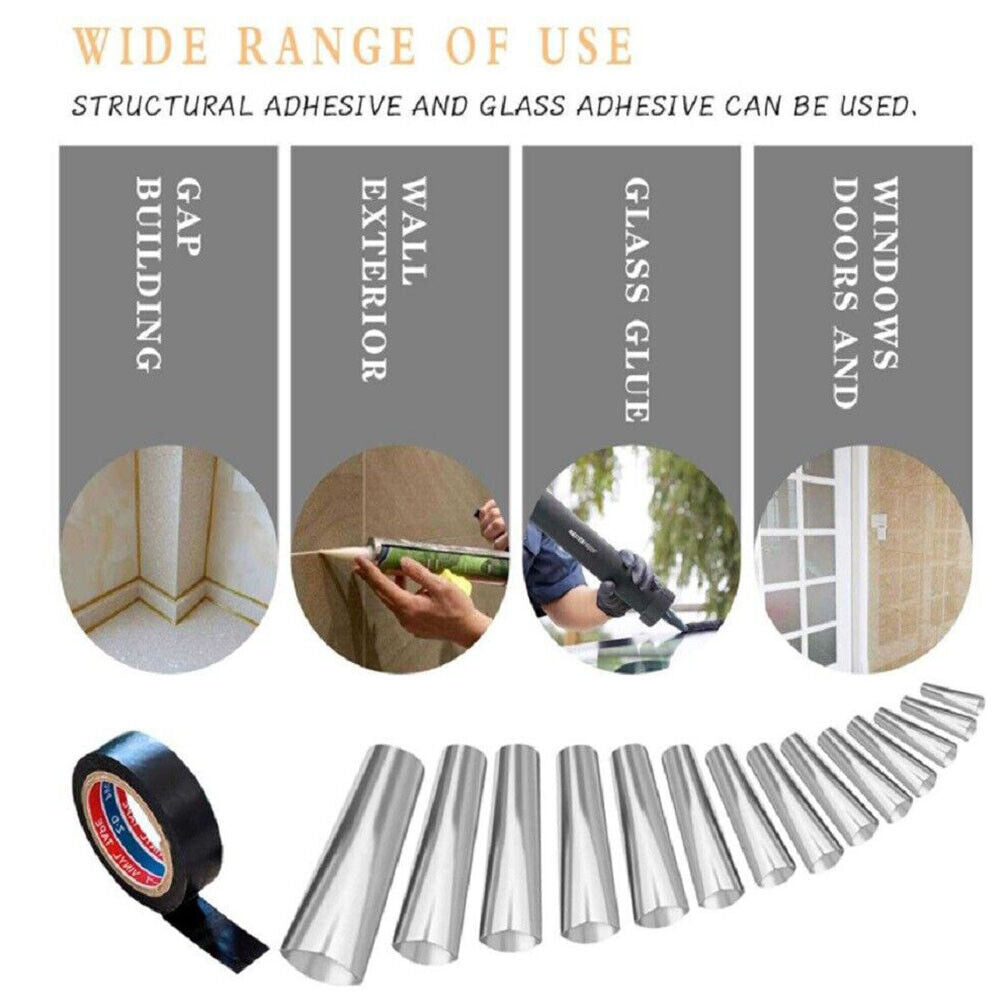 US 1-2 Set of 35 Pcs Caulking Tool Kit Stainless Steel Sealant Caulk Nozzle Kit