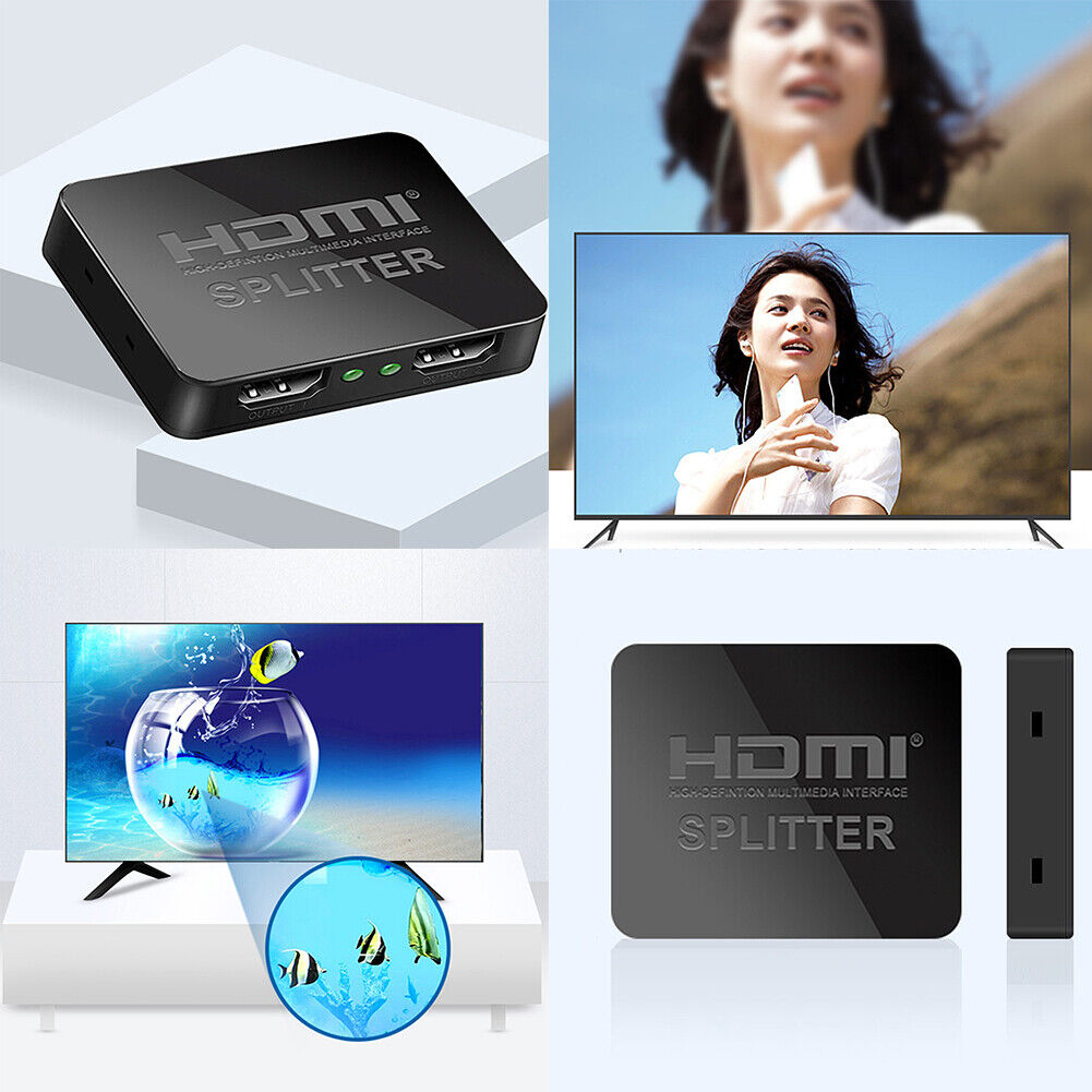 US Active HDMI Splitter Powered Amplifier 1 to 2 4K 2160P 1080P Screen Mirroring