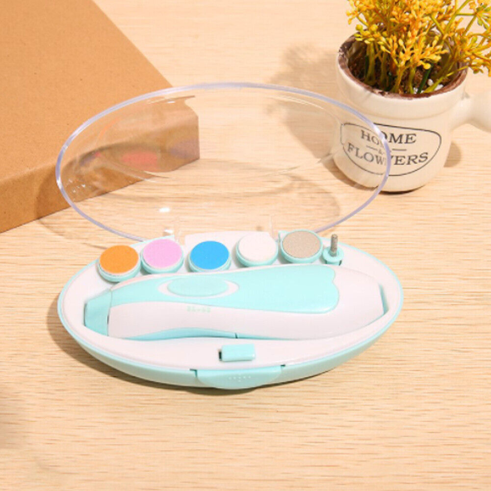 US 1-2 Pack Electric Baby Nail Trimmer Safe File Clipper Manicure Toe Care Set