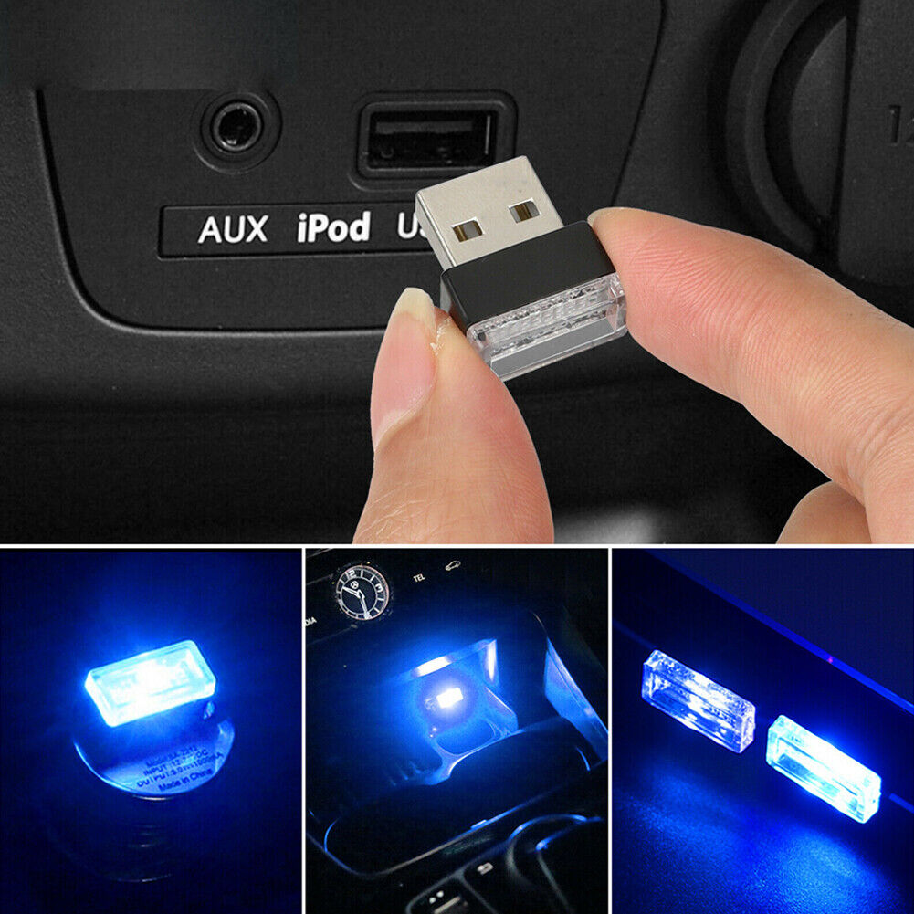 US 6-12 Mini White Blue Yellow Red Green LED USB Car Interior Atmosphere Light