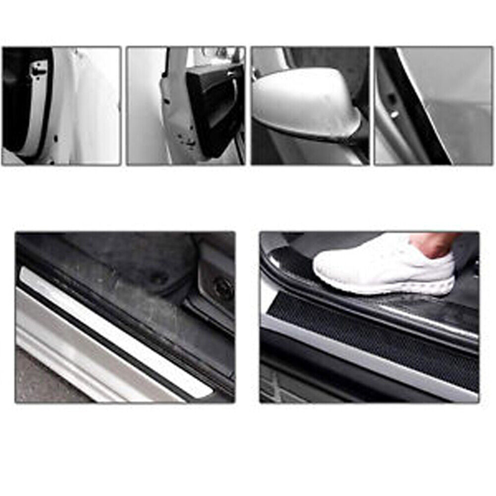 US 2-4 Door Sill Protector 5D Carbon Fiber Strip Scuff Cover Sticker Reflective