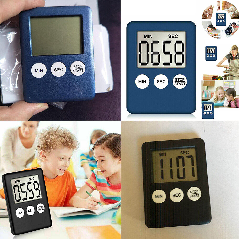 US 4-8 Pcs Large LCD Digital Kitchen Cooking Timer Count-Down Clock Loud Alarm