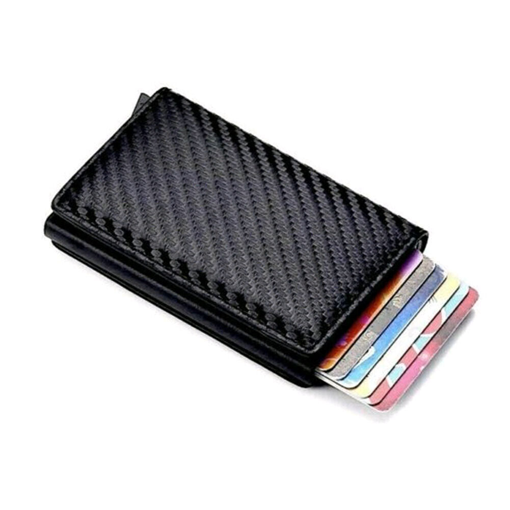 US 1-2 Pcs RFID Blocking Tactical Carbon Fiber Wallet ID Credit Card Holder Men