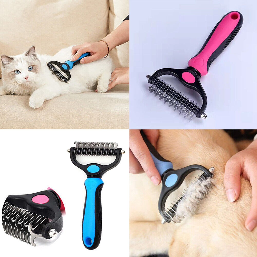 US 2-4 Pc Pet Grooming Brush Dog Undercoat Rake Comb Dematting Deshedding