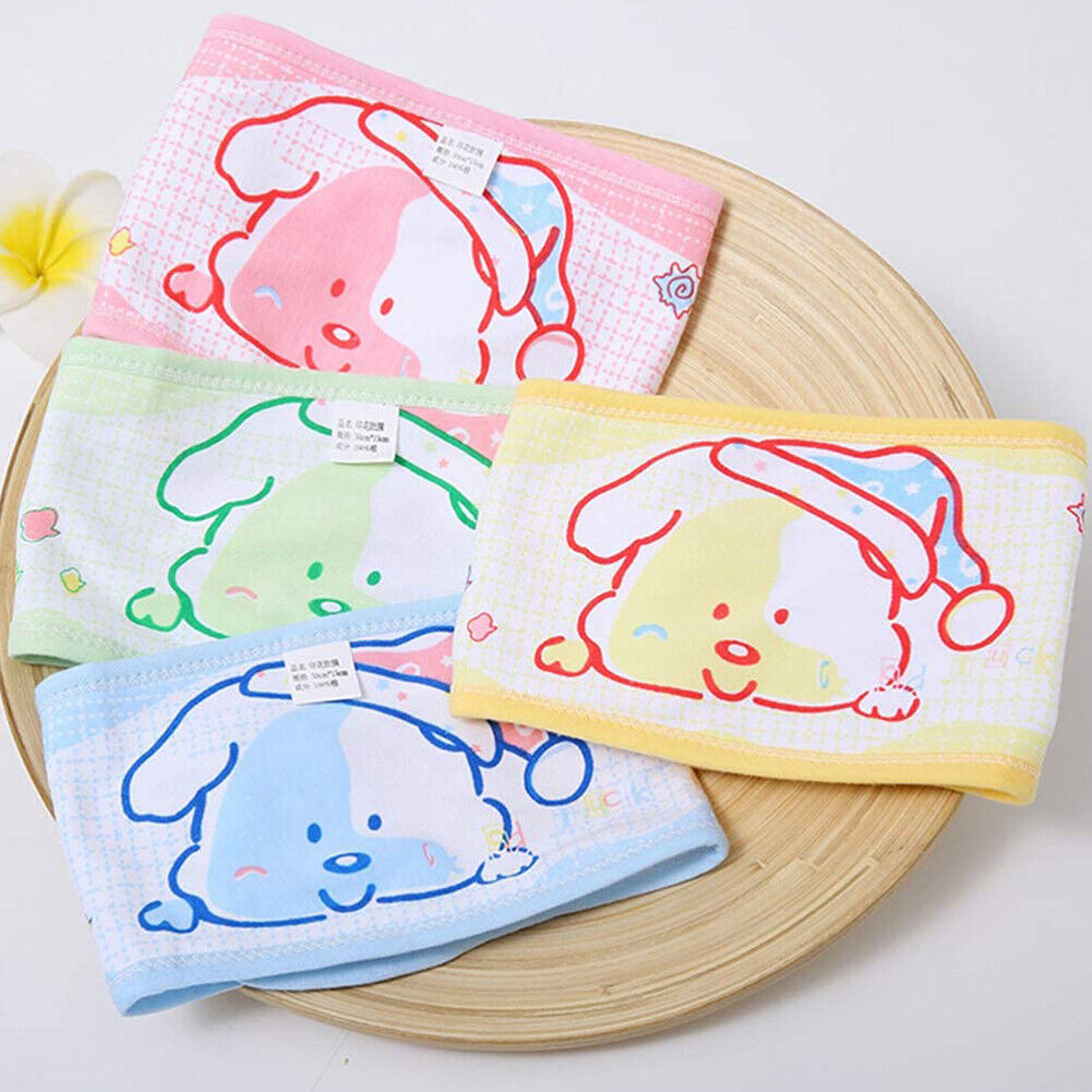 US 4Pc Baby Infant Umbilical Cord Belly Band Cartoon Cotton Soft Belly Protector