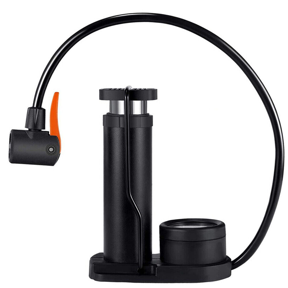 US 1-2Pc Bike Pump Mini Portable Motor Bicycle Foot Pump Pressure Gauge Tire Air