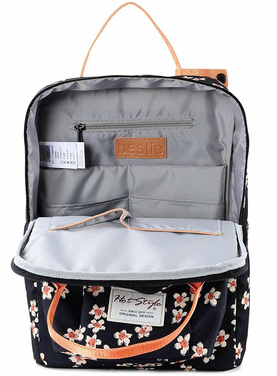 BESTIE 14" College Bookbag Backpack Cute for Women, 14.6"x10.3"x5.1"