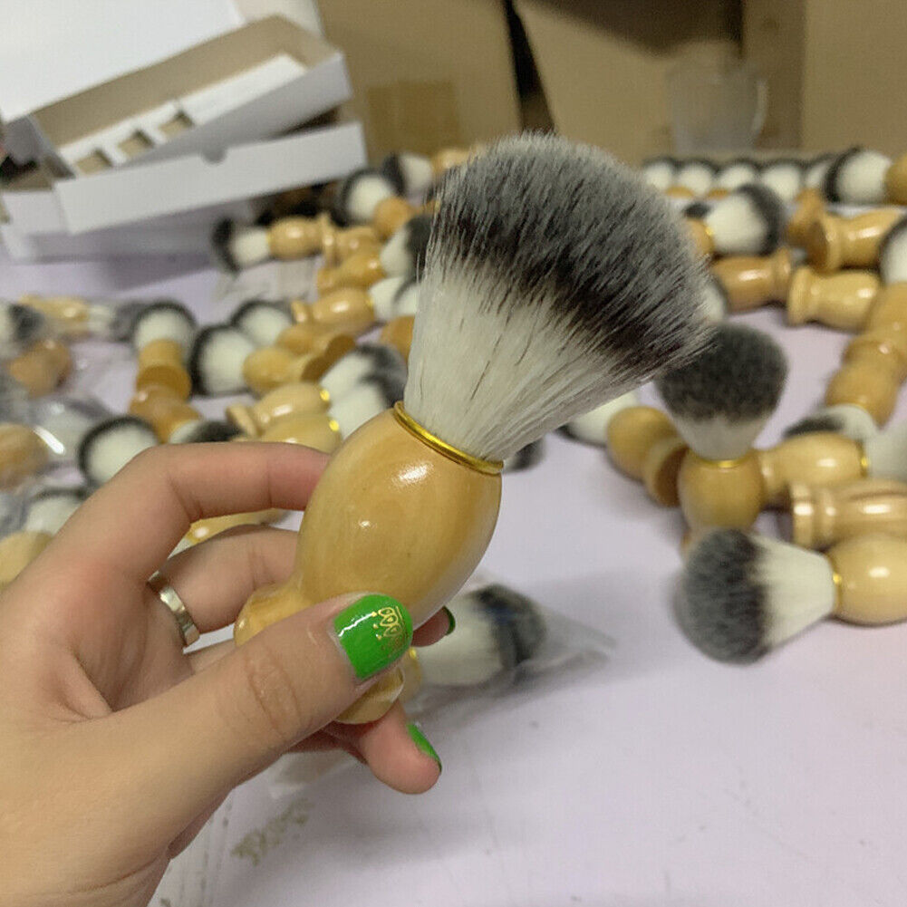 US 2-4 Pc Shaving Brush Perfect Shave Barber Hard Wooden Handle Badger Hair Soft