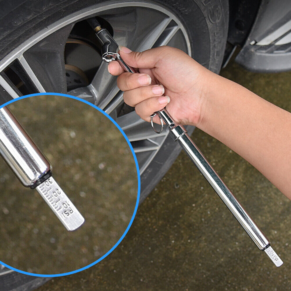US 2-4Pc 160PSI Heavy Duty Tire Air Pressure Gauge Straight Dual Head Car Truck