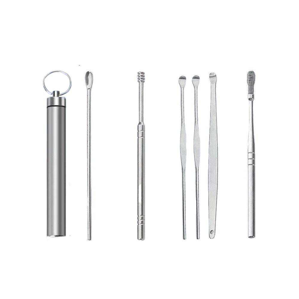 US 6PCS Ear Pick Cleaning Set Spiral Tool Spoon Ear Wax Remover Cleaner Curette