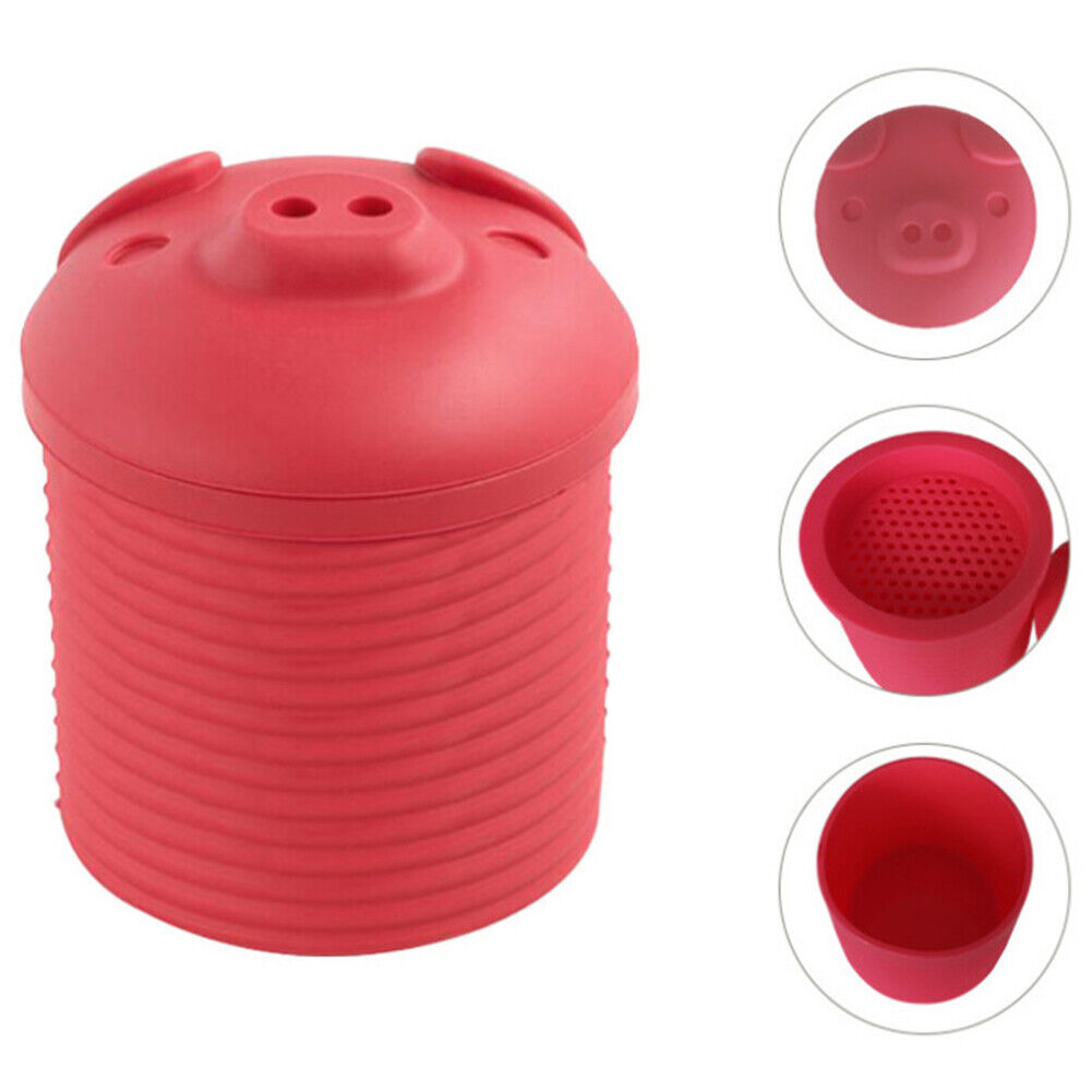 US 2-4 Pig Bacon Grease Container Silicone Bin Oil Mesh Strainer Holder Storage