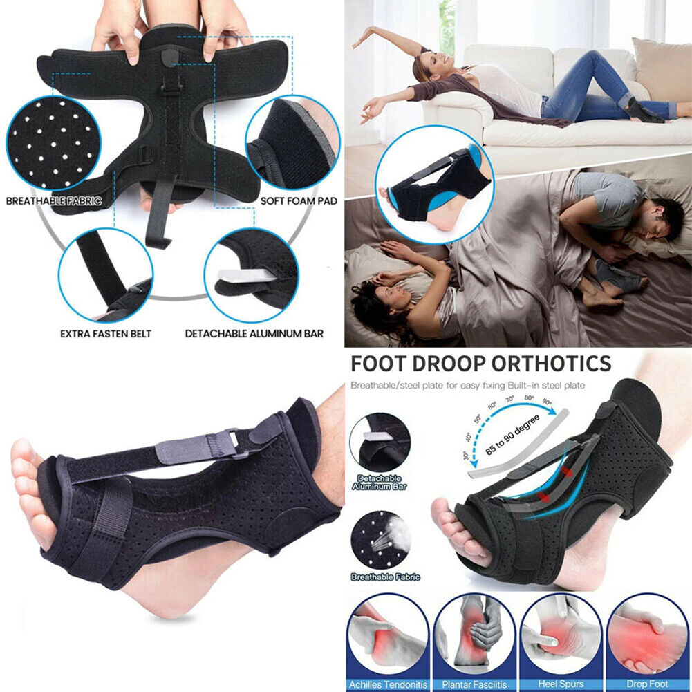 US 2-4 Pairs Adjustable Ankle Brace Foot Drop Orthotic Brace Support Toe Pain