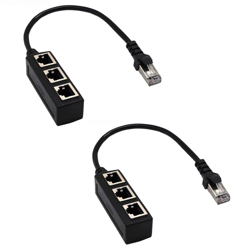 US 1-2 Pack RJ45 Cable Splitter Ethernet Adapter 1 To 3 Port LAN Network Plug