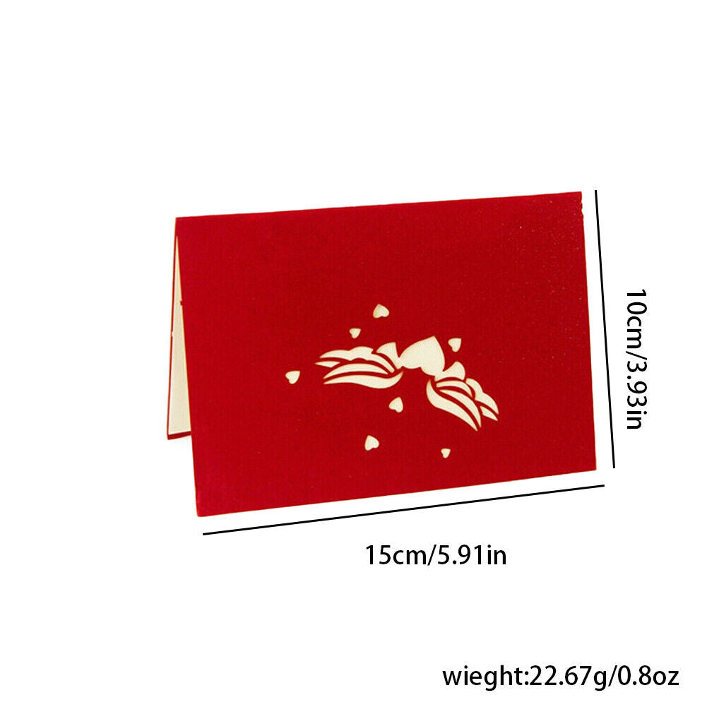 US 1-2 Pack 3D Pop Up Greeting Card LOVE Wedding Birthday Valentines Anniversary