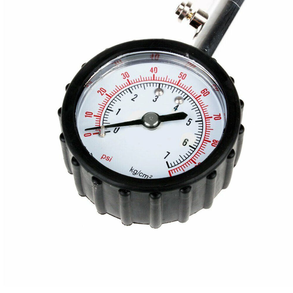 US Premium Flexible Hose Truck Car Tire Pressure Gauge 0-100 PSI Air Meter Teste