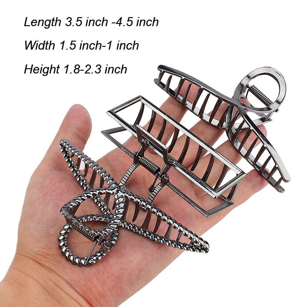 US 5-10 Pack Metal Jumbo Hair Claw Clip Large Strong Hold for Thick Hair Nonslip