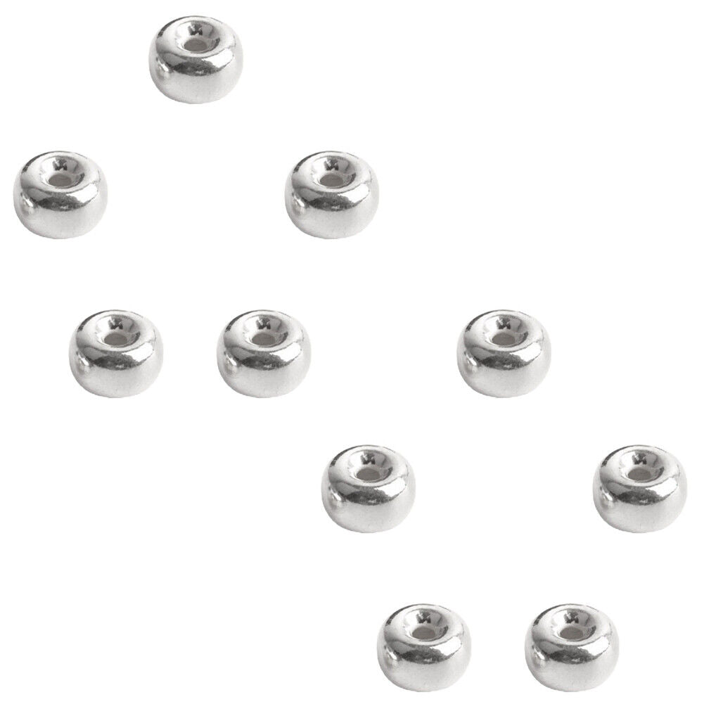 US 10Pack 925 Sterling Silver Flat Heishi Rondelle Spacer Round Beads DIY Making