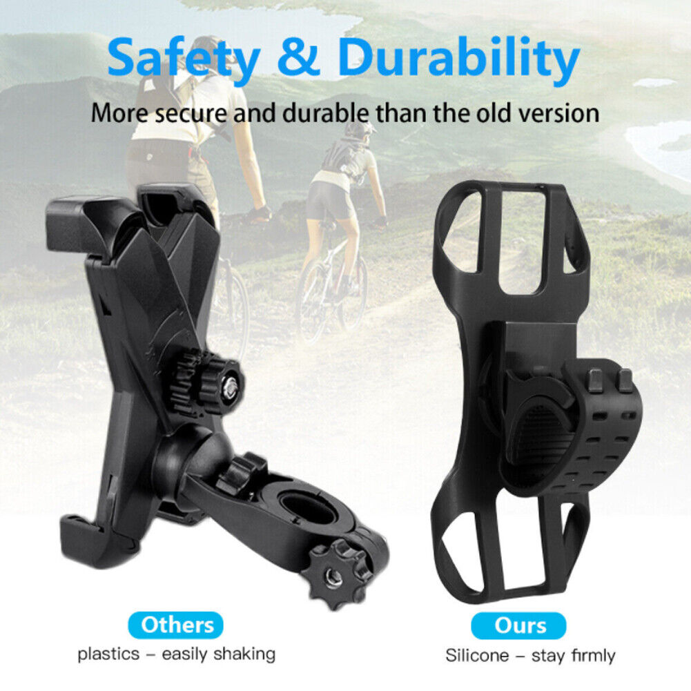 US 1-2 Pack Silicone Cell Phone Mount Holder GPS MTB Bike Bicycle 360 Rotation