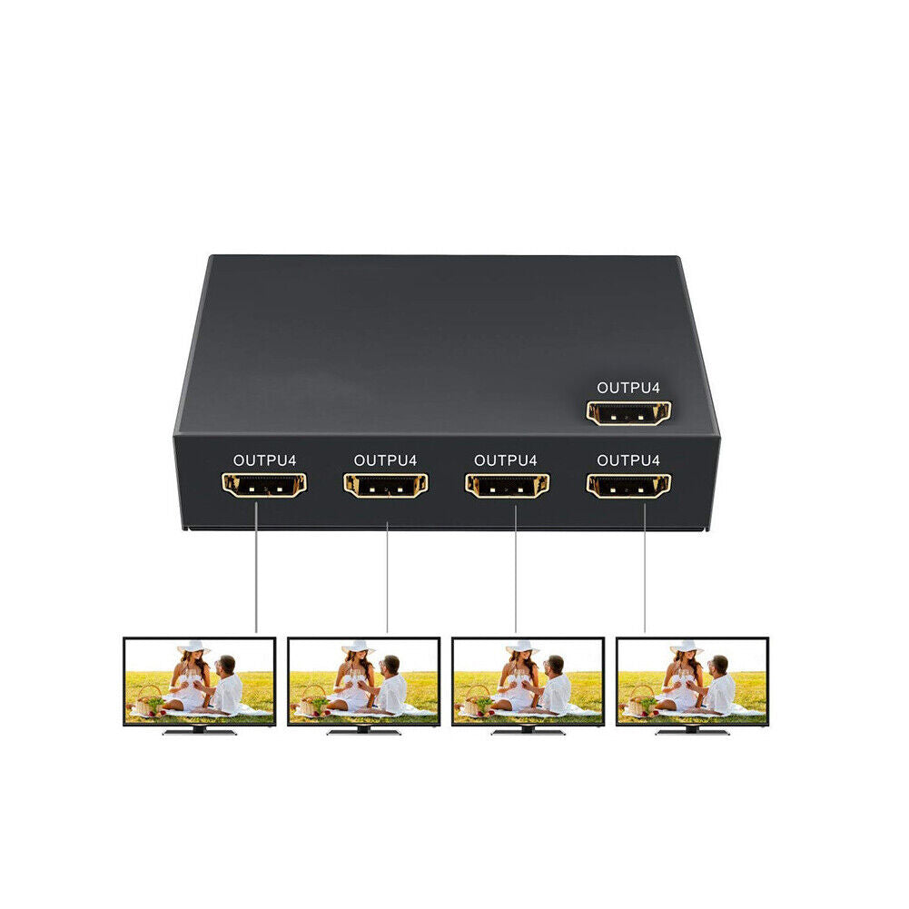 US 1-2 Pc 4 Port HDMI 4K Hub Multi Splitter & Amplifier For 3D HDTV 1080P 1X4