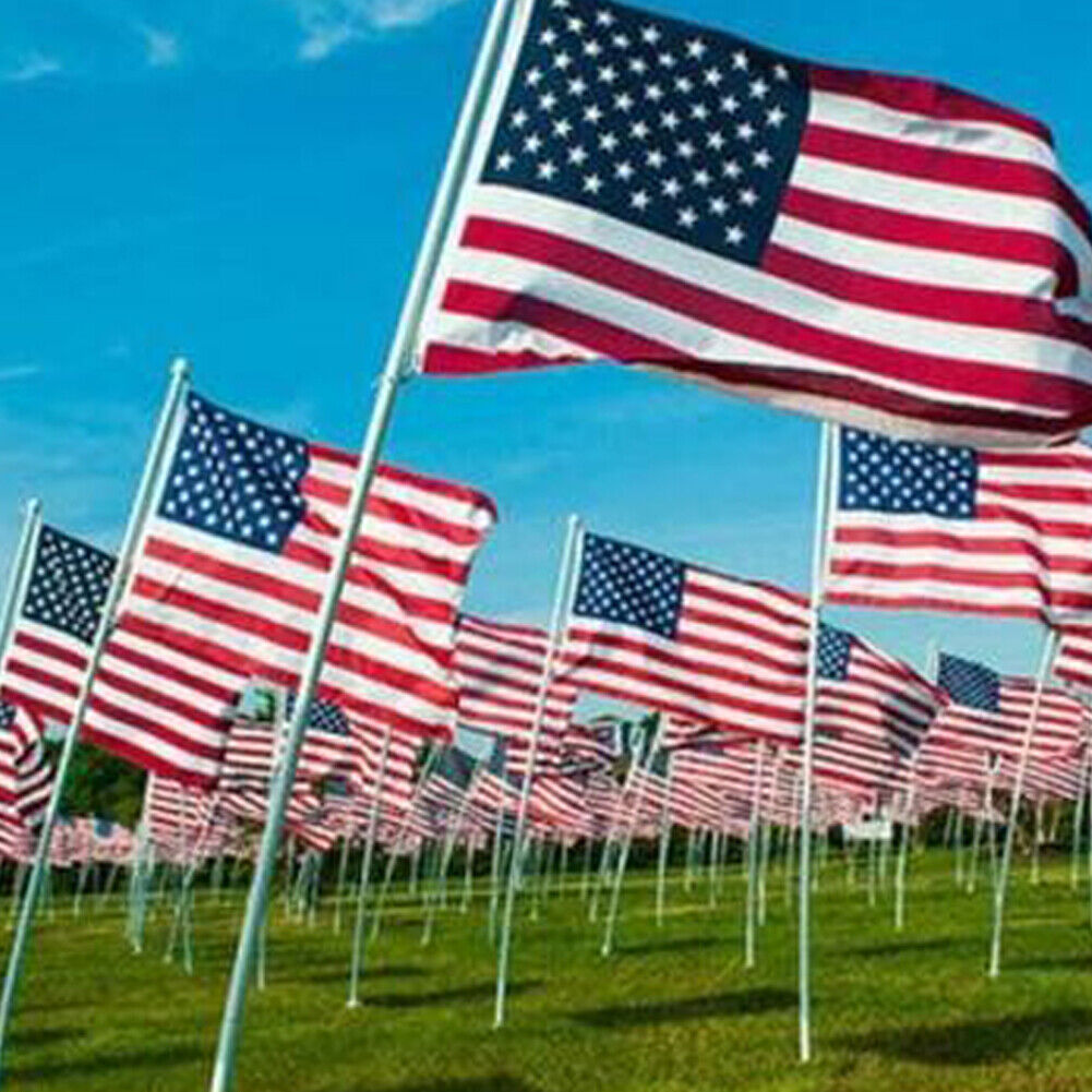 US 1-2 Pc American Flag Deluxe Tear Proof Series Featuring Tough Polyester 3x5Ft