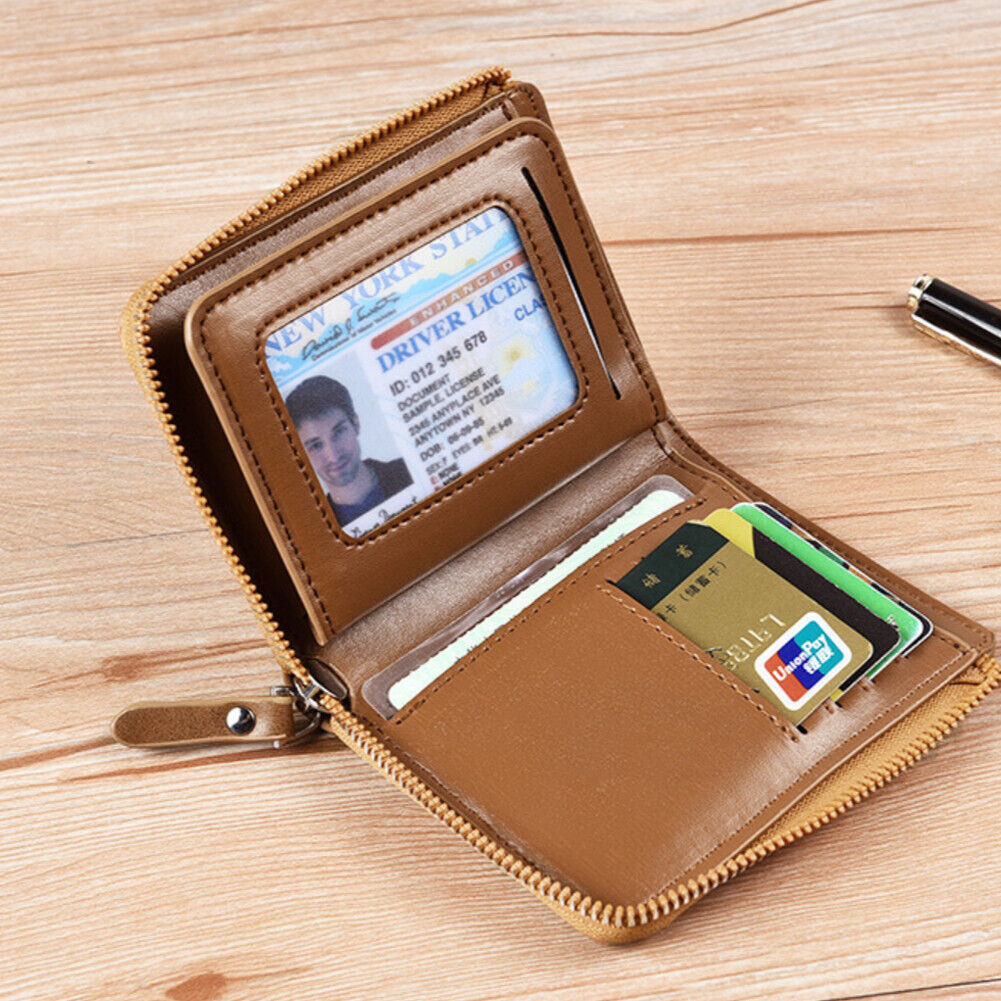 US 1-2 Pack Men RFID Blocking Leather Wallet Credit Card ID Holder Zipper Purse
