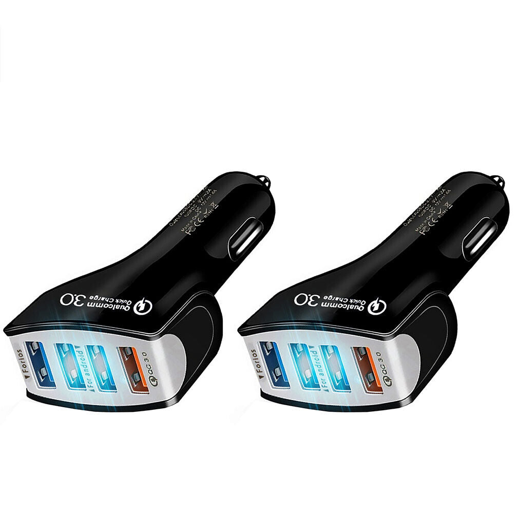 US 2-4 Pack 4-Port 3.0 Super Fast Car Charger PD Adapter for iPhone Android