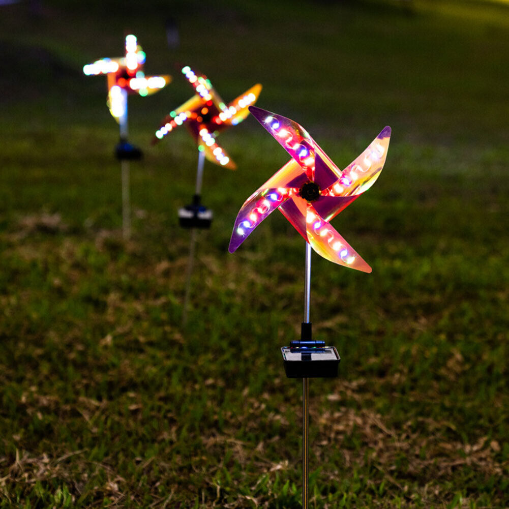 US 2-4 Pcs Solar LED Windmill Spinner RGB Wind Outdoor Catcher Patio Holiday